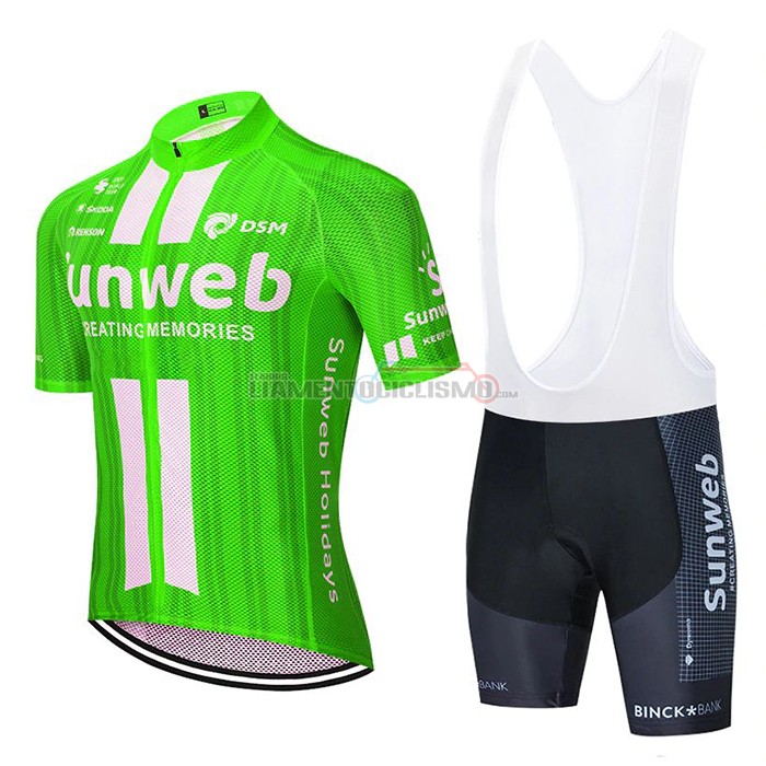 Abbigliamento Ciclismo Sunweb Manica Corta 2020 Verde Bianco